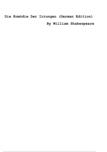 Die Komödie Der Irrungen (German Edition) By William Shakespeare