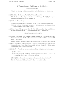 3. ¨Ubungsblatt zur Einführung in die Algebra