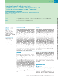 Infektionsdiagnostik in der Pneumologie Teil 2: Nachweis von