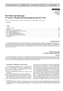 Die Rolle der Geologie im neuen „Wasserversorgungskonzept für Tirol