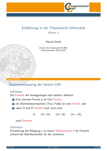 Einführung in die Theoretische Informatik Zusammenfassung der