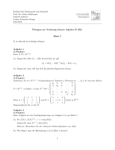 Blatt 7 1 - Fachbereich Mathematik und Statistik