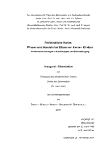 Frühkindliche Karies: Wissen und Handeln bei Eltern von kleinen