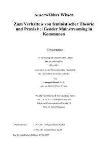 Zum Verhältnis von feministischer Theorie und Praxis bei Gender
