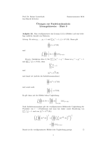 Übungen zur Funktionalanalysis Lösungshinweise – Blatt 9