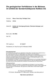 Die geologischen Verhältnisse in der Molasse im Umfeld der