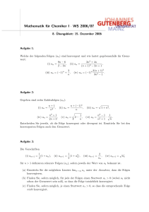 Mathematik für Chemiker I · WS 2006/07