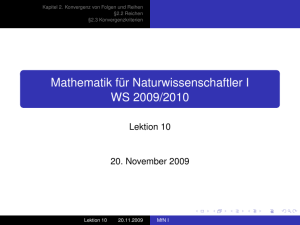 Mathematik für Naturwissenschaftler I WS 2009/2010