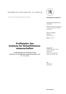 Profilpapier des Instituts für Rehabilitations