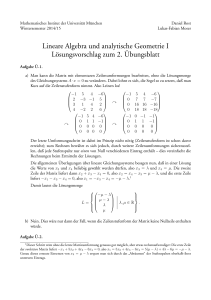 Lineare Algebra und analytische Geometrie I Lösungsvorschlag