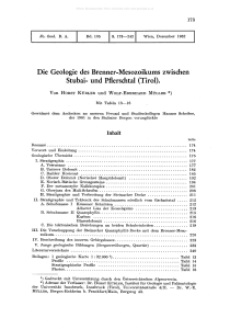 Die Geologie des Brenner-Mesozoikums zwischen Stubai