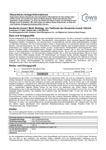 Wesentliche Anlegerinformationen Deutsche Invest I Multi