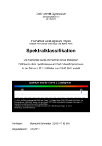 Spektralklassifikation - Schülerlabor Astronomie