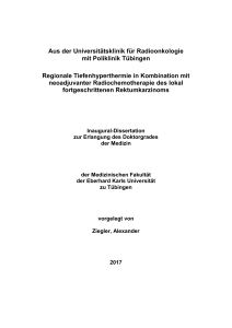 Aus der Universitätsklinik für Radioonkologie mit Poliklinik Tübingen