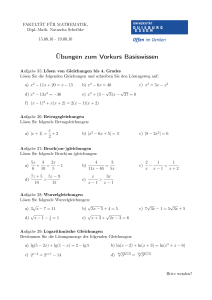 Übungen zum Vorkurs Basiswissen