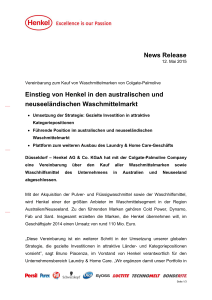 News Release Einstieg von Henkel in den australischen und