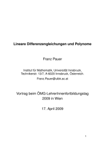 Lineare Differenzengleichungen und Polynome Franz Pauer Vortrag