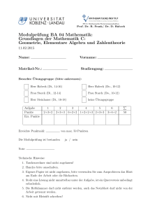 Grundlagen der Mathematik C: Geometrie, Elementare