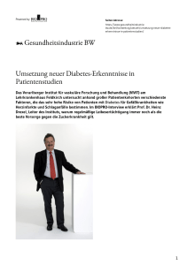 Umsetzung neuer Diabetes-Erkenntnisse in Patientenstudien