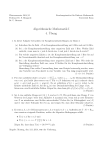 Algorithmische Mathematik I 4.¨Ubung