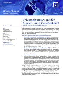Universalbanken: gut für Kunden und Finanzstabilität