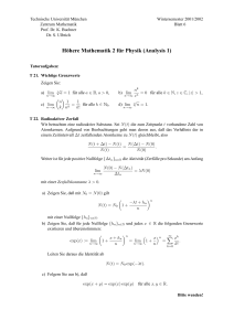 Höhere Mathematik 2 f¨ur Physik (Analysis 1)