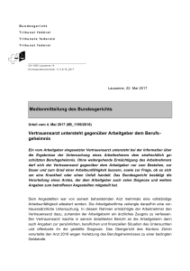 Medienmitteilung des Bundesgerichts Vertrauensarzt untersteht