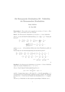 Die Riemannsche Zetafunktion III - Nullstellen