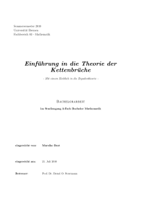 Einführung in die Theorie der Kettenbrüche - informatik.uni