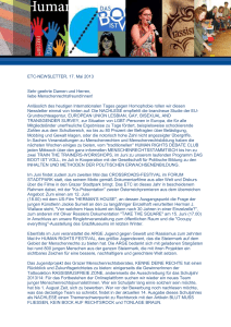 ETC-NEWSLETTER, 17. Mai 2013 Sehr geehrte Damen