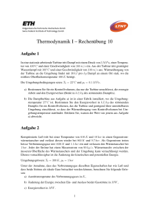 Thermodynamik I – Rechenübung 10