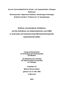 Einfluss verschiedener Inhibitoren auf die Aufnahme von