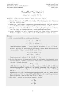 Ubungsblatt 7 zur Algebra I