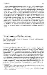 Karl Rahner Versöhnung und Stellvertretung. Das Erlösungswerk