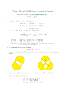 1. Übung - Wahrscheinlichkeit und stochastische Prozesse