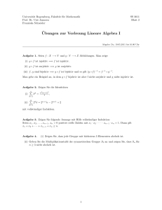 Ubungen zur Vorlesung Lineare Algebra I