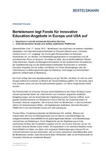 Bertelsmann legt Fonds für innovative Education