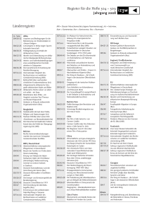 Länderregister Register für die Hefte 304 – 309 Jahrgang 2008