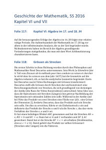 Geschichte der Mathematik, SS 2016 Kapitel VI und VII