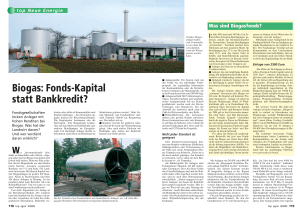 Biogas: Fonds-Kapital statt Bankkredit?