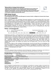 Wesentliche Anlegerinformationen DWS Global Growth Ziele und