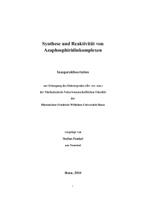 Synthese und Reaktivität von Azaphosphiridinkomplexen