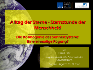 Entstehung des Sonnensystems und der Planeten bis zur Bildung