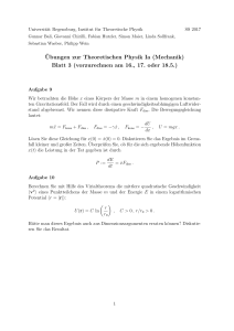 Ubungen zur Theoretischen Physik Ia (Mechanik)