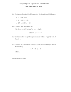 ¨Ubungsaufgaben Algebra und Zahlentheorie WS 2008/2009