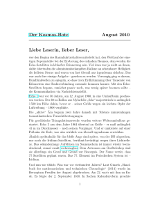 Der Kosmos-Bote August 2010 Liebe Leserin, lieber Leser,