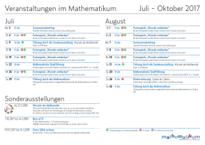 Veranstaltungen im Mathematikum Juli