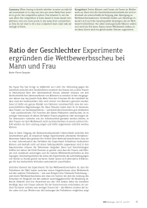 Ratio der Geschlechter Experimente ergründen die