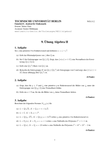 9.¨Ubung Algebra II - TU Berlin