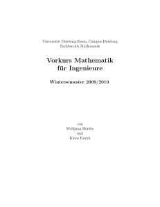 Vorkurs Mathematik für Ingenieure